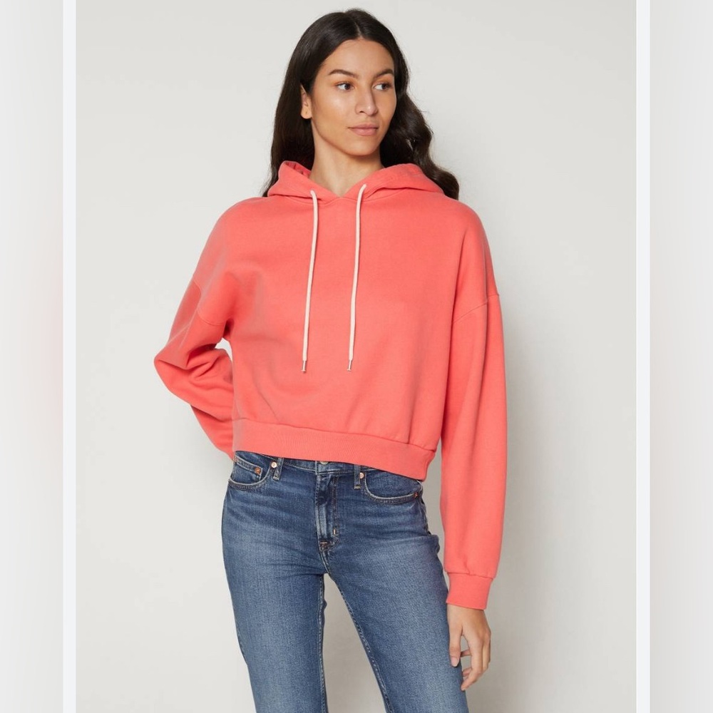 Gap Soft Cropped Hoodie women small Coral cotton polyester super soft